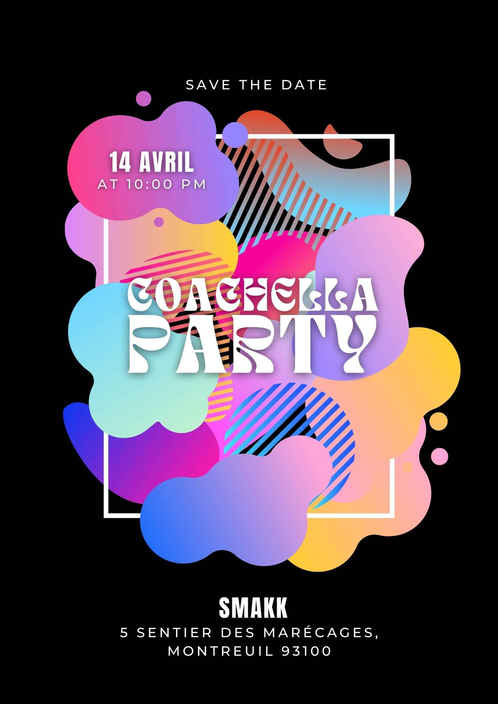 carton invitation coachella soirée fête smakk