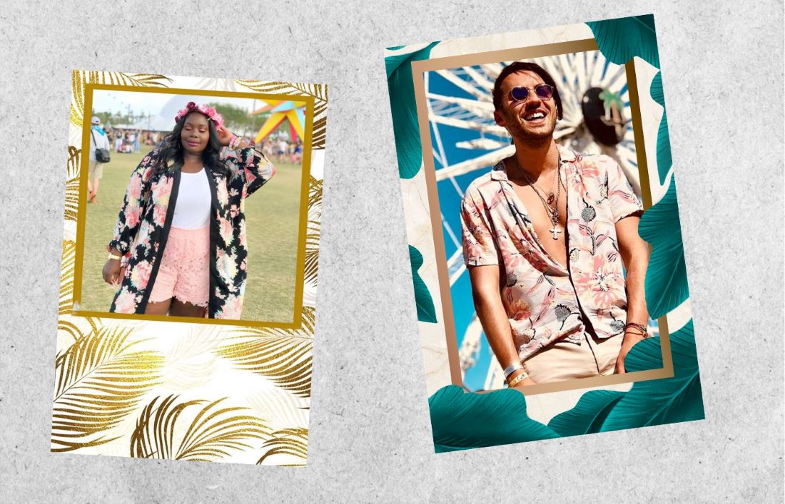 contour photo fleur floral tenue homme femme coachella style impression photo