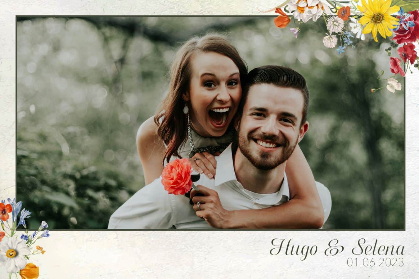 photo booth mariage hugo selena mariés fleur cadre