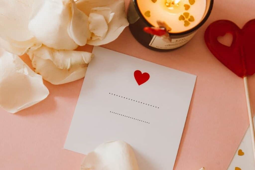 carte félécitation voeux de mariage lettre coeur papier bougie