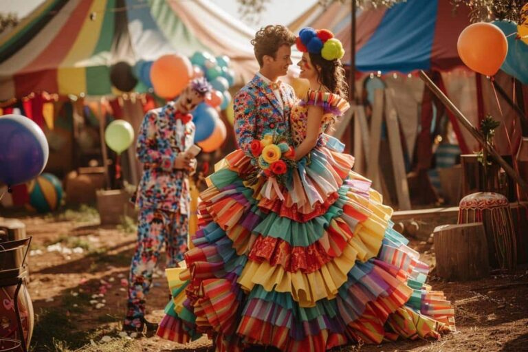 mariage insolite tenue costume atypique original decor cirque chapiteau