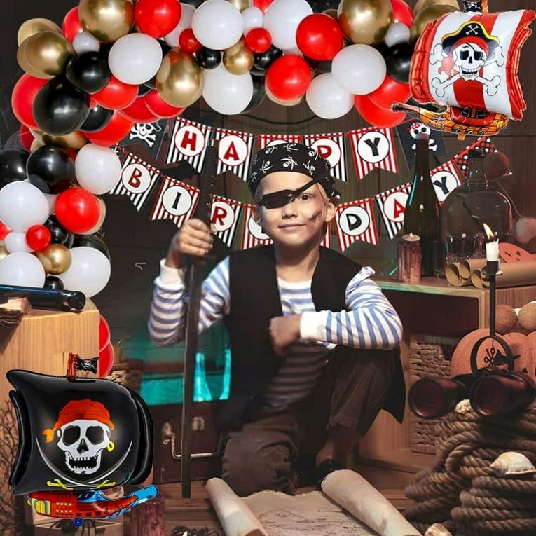 decoration anniversaire pirate enfant déguisement marin ballon drapeau trésor