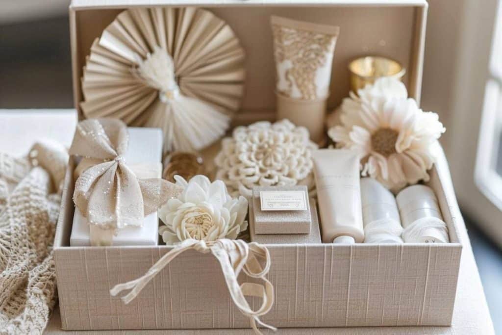 boite kit de survie pour la mariée lors de la cérémonie mouchoir pansement crème