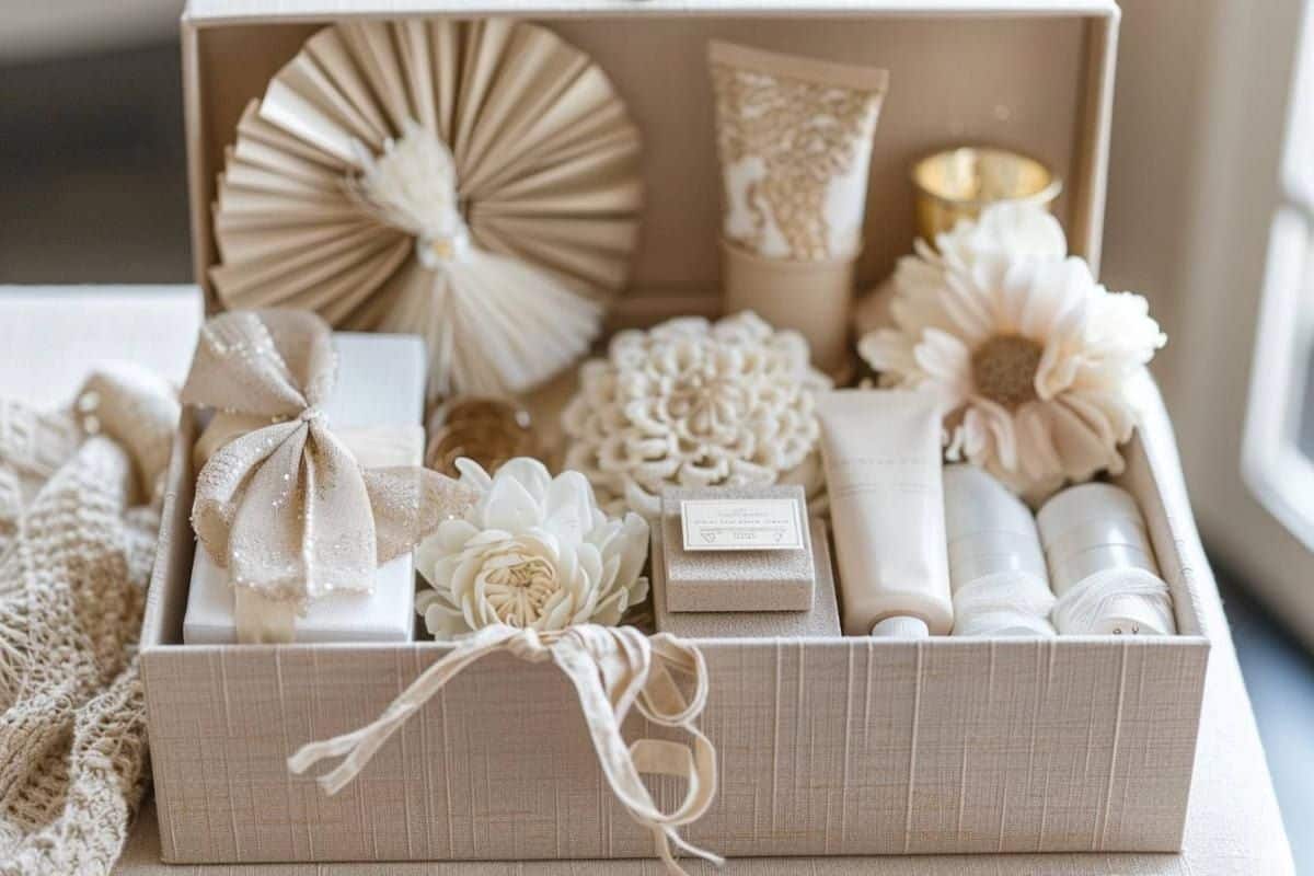 boite kit de survie pour la mariée lors de la cérémonie mouchoir pansement crème