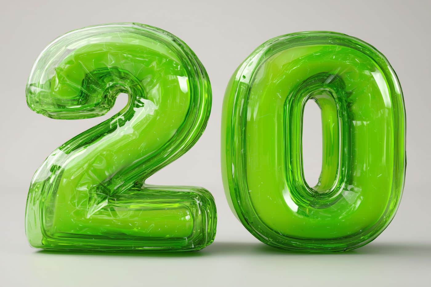 20 ans chiffres gonflables ballon vert colorés acidulé