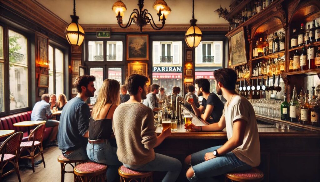 bar paris ancien vintage traditionnel ambiance apéro entre amis accoudé zinc