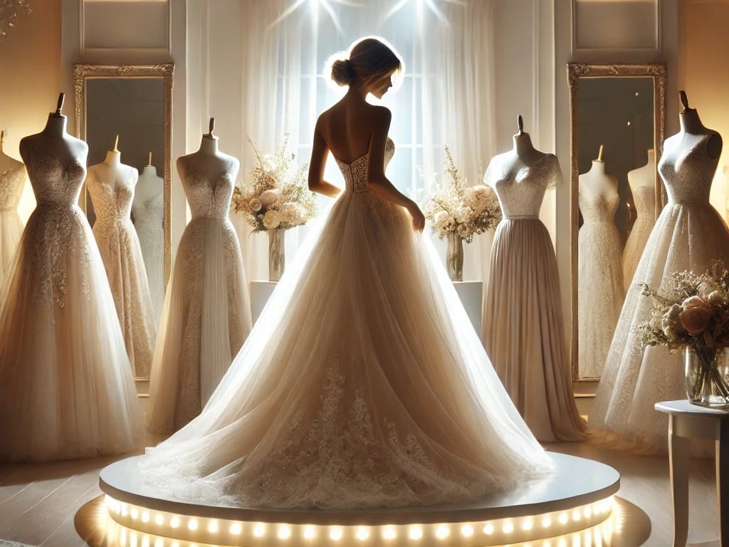 quel style de robe de mariée est fait pour vous en fonction de votre morphologie ou silhouette. podium essayage mannequin