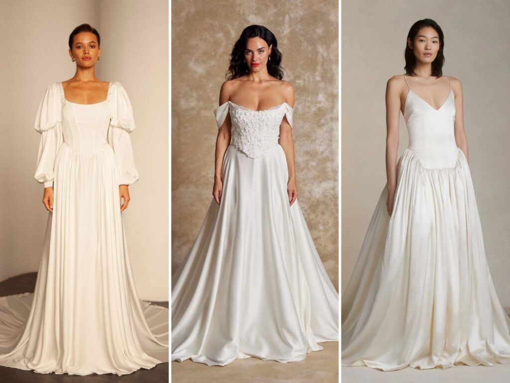 3 styles empire de robe de mariée blanche femme