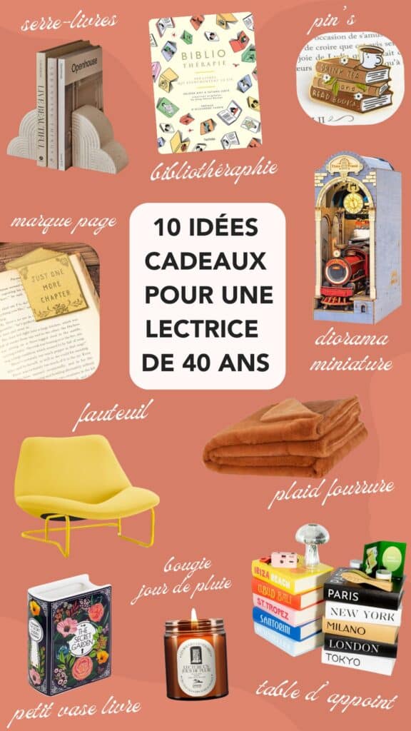 cadeau femme passionnée lecture marque page diorama miniature bibliothérapie pin's book tea serre livres fauteuil ikea jaune sotenas plaid fourrure table d'appoint bougie petit vase