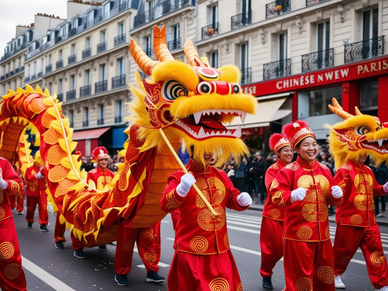 défilée du nouvel an lunaire chinois dragon fete rue de paris