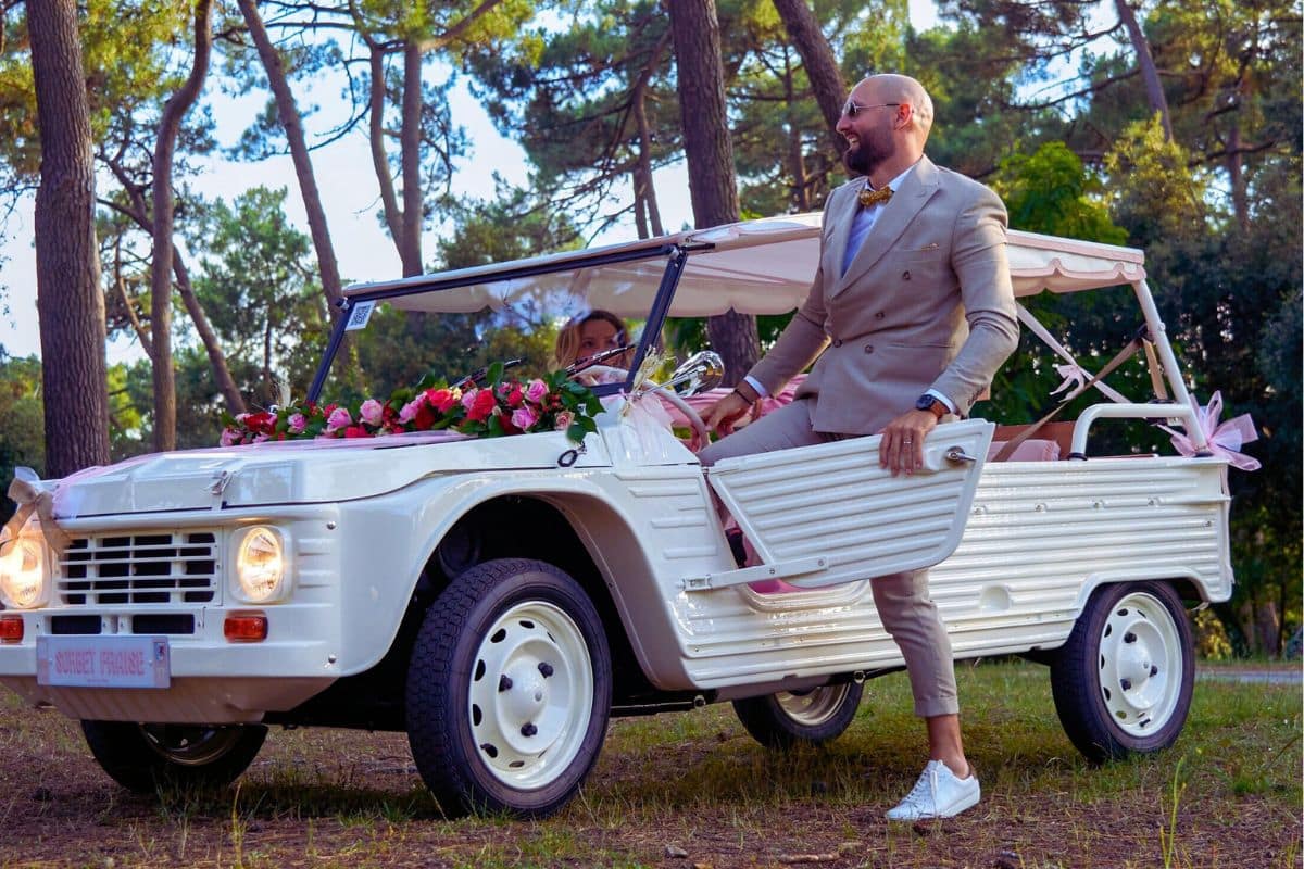 photographie voiture vintage mariage retro citroen mehari blanche boheme chic