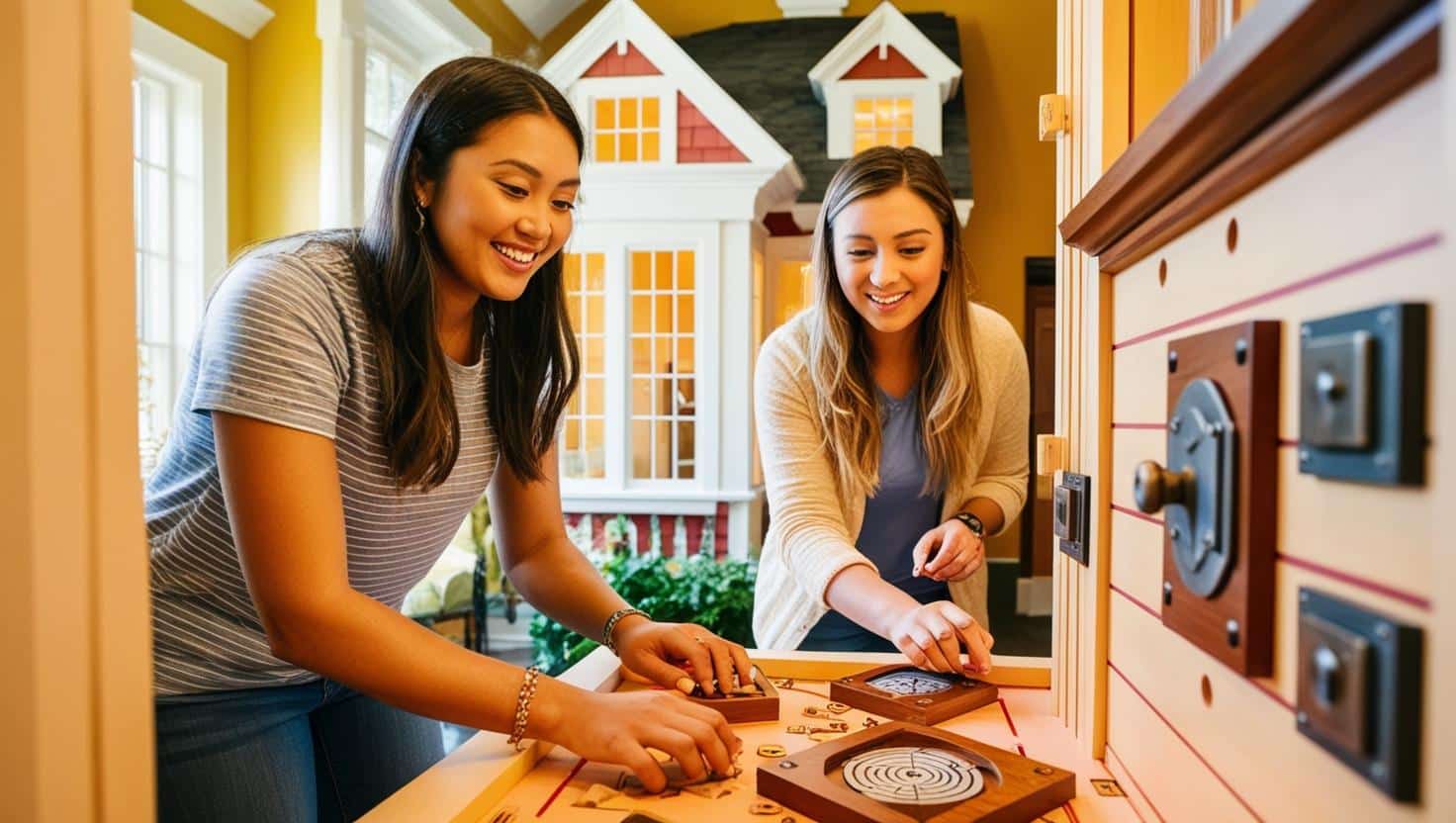 escape game entre filles à la maison résoudre des énigmes casse tête