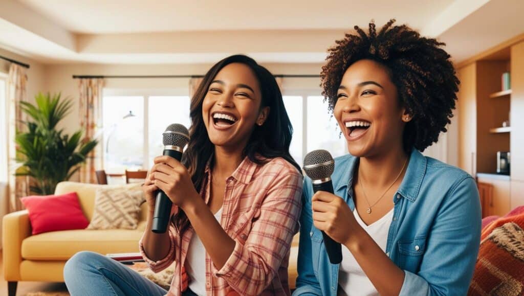 karaoké micro filles activité maison domicile chant jeux concours