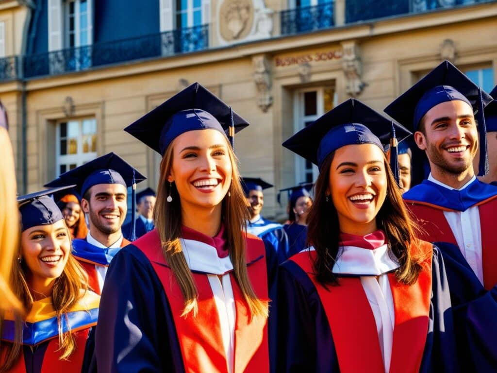 remise diplome école de commerce costume cérémonie exterieur