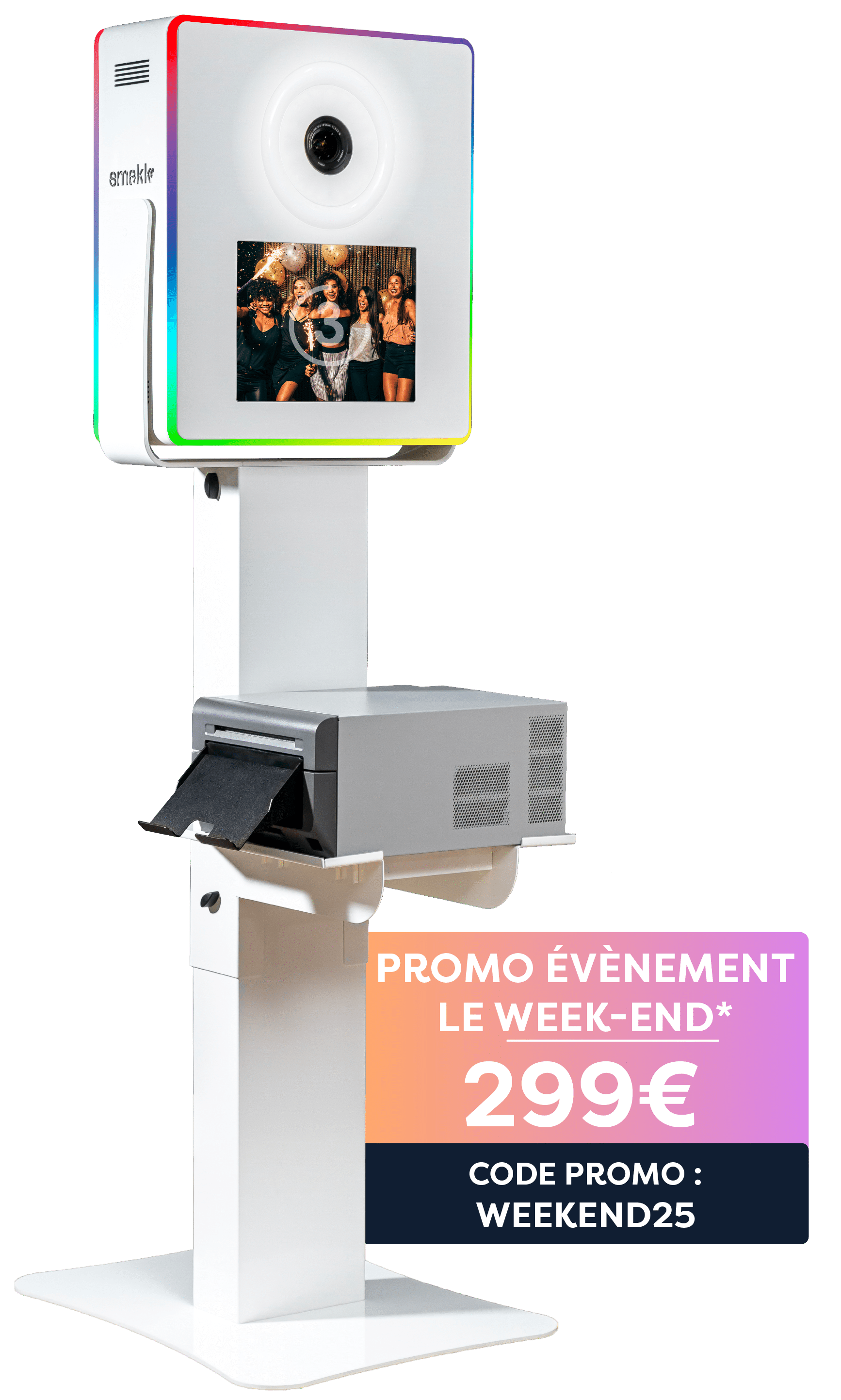 borne photo smakk blanche imprimante dnp photobooth détouré png promo promotion 299€ réduction tarif prix offre promotionnel photo booth paris