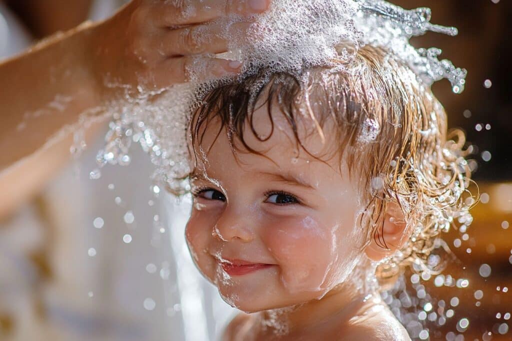 baptême enfant cérémonie fille blonde