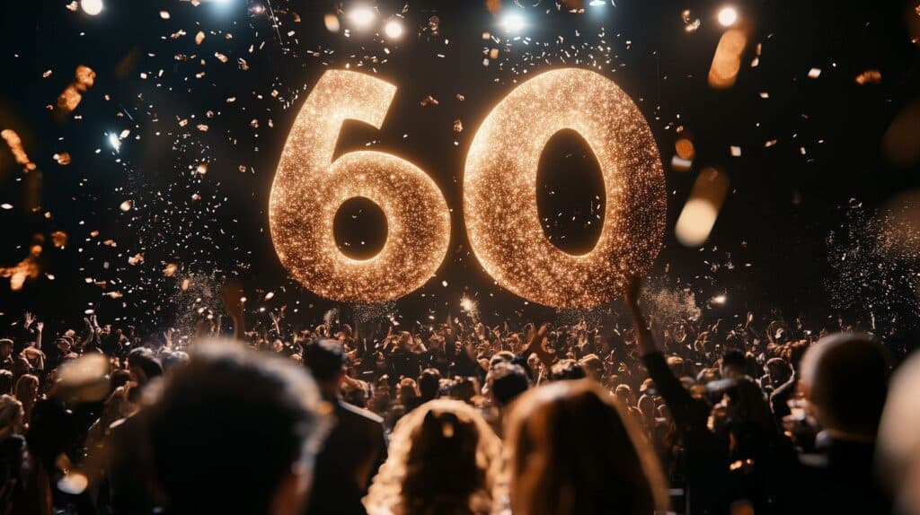 jour de fête 60 ans anniversaire chiffre doré