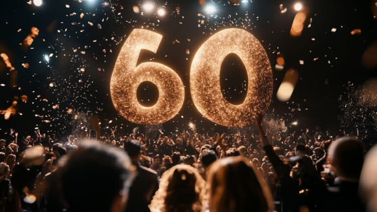 Fête d'anniversaire de 60 ans avec chiffre doré