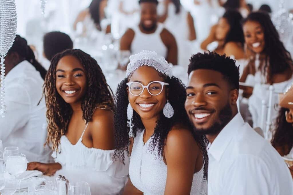 soirée blanche invités tout en blanc diner