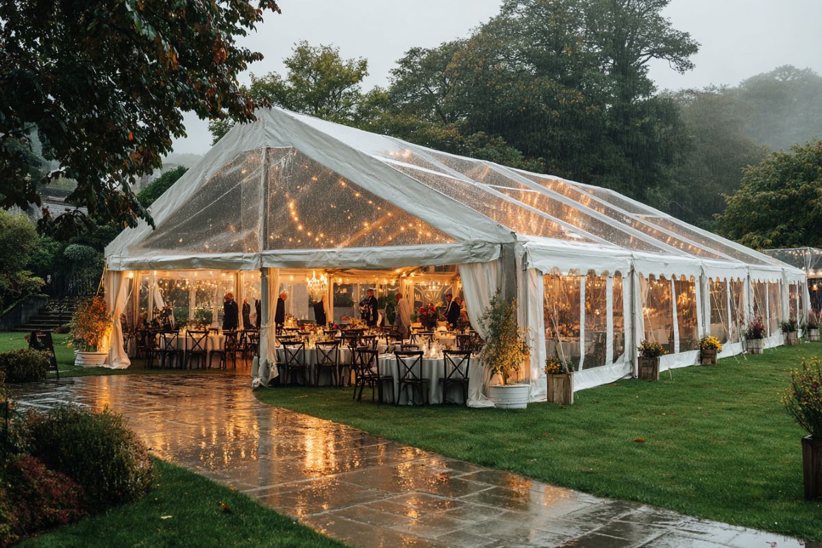 Barnum tente garden party pluie
