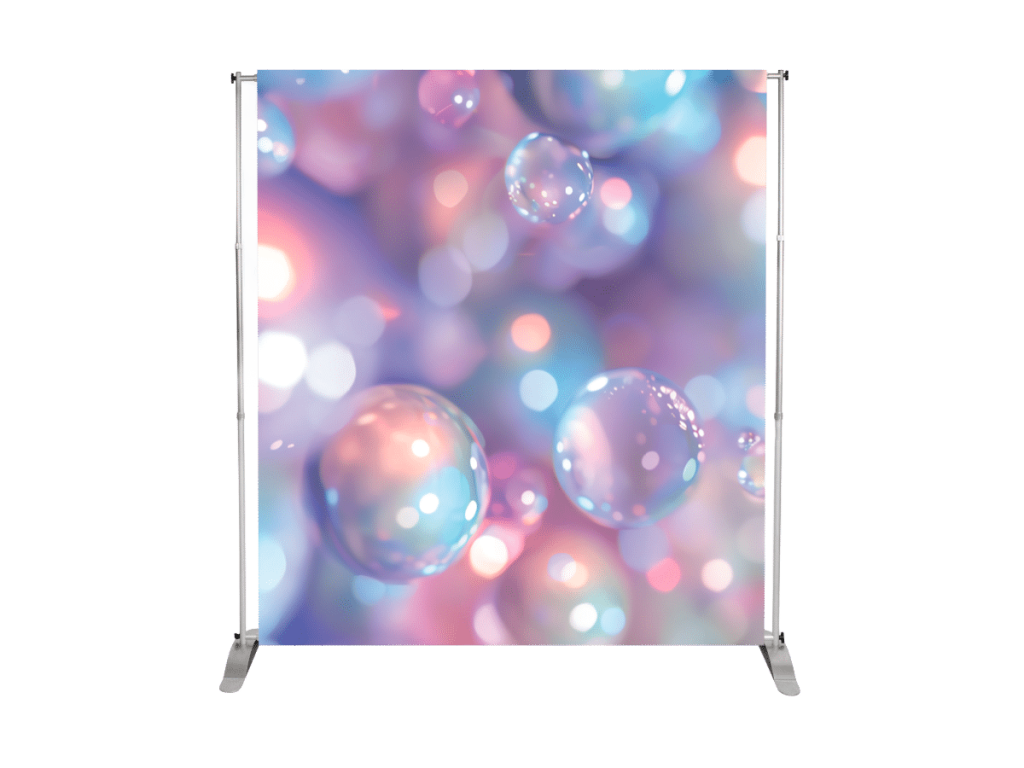 mur photocall exemple smakk bulle abstrait fond avec structure autoportante pieds