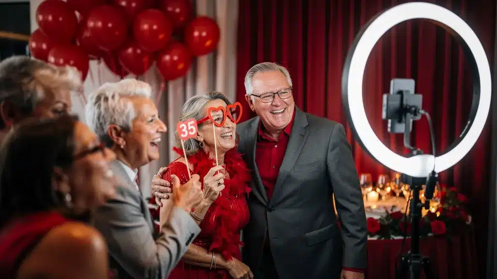 Décoration rouge et animation photobooth tendance en image