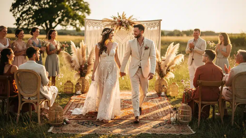 Photo illustrant mariage boheme chic