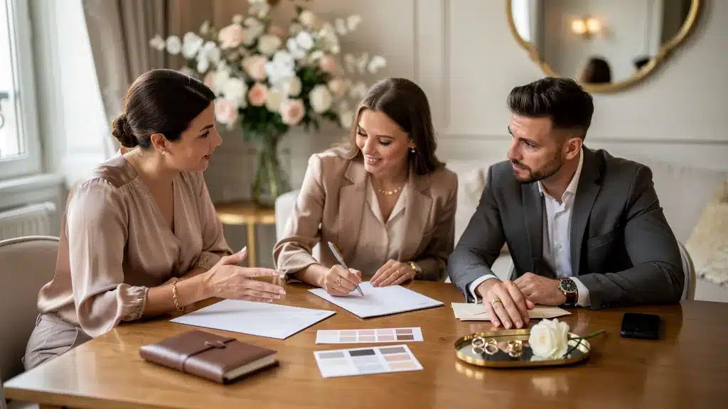 Délais et budgets à prévoir - Mariage glam chic guide Illustration de délais et budgets à prévoir dans le contexte de mariage glam chic guide