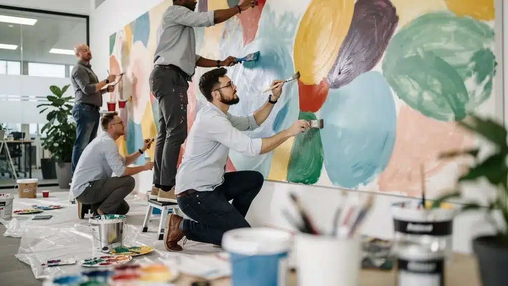 Ateliers artistiques collaboratifs (Fresque géante) activité team building 
