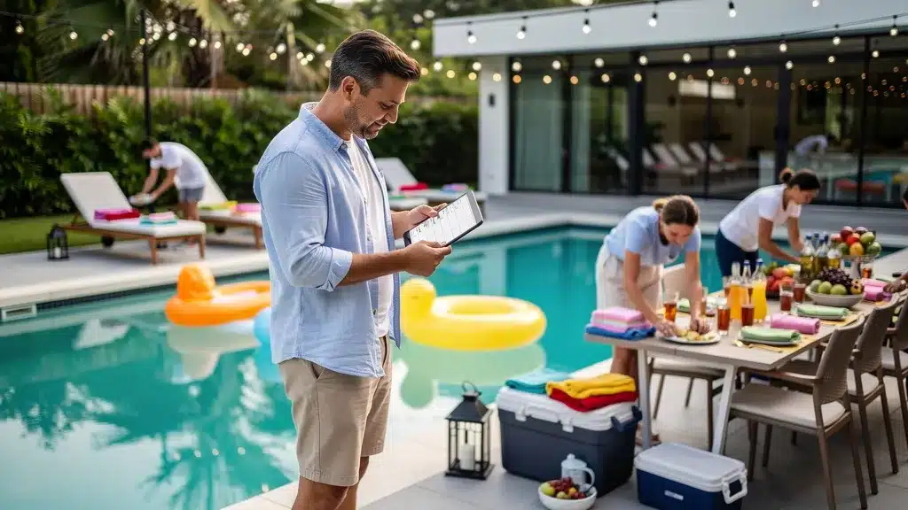 Editorial photo illustrating organiser pool party l'année pour nos meilleurs conseils d'organisation d'une pool party