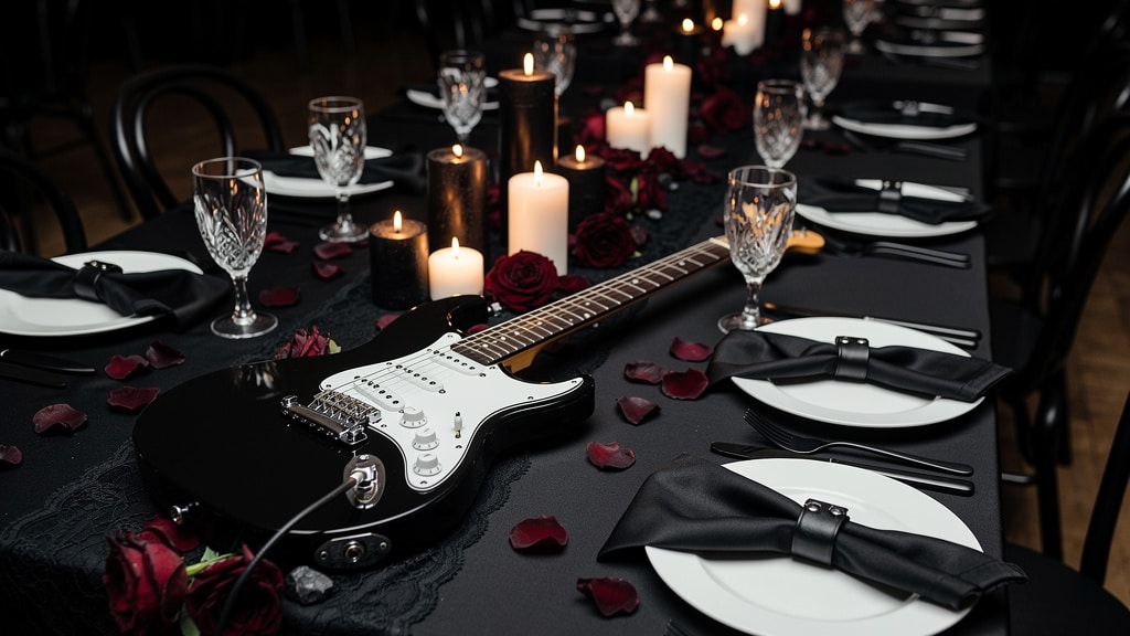 Décoration de table pour un mariage rock chic