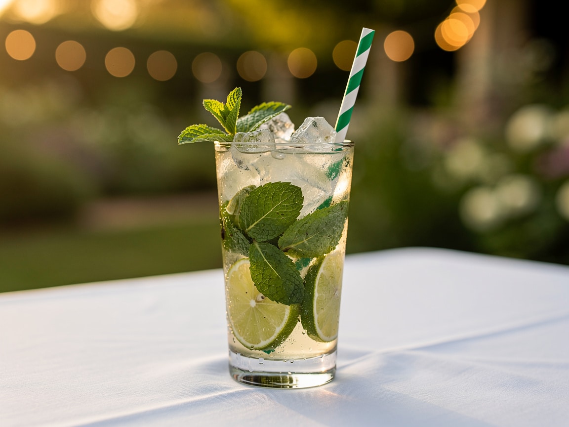 Mojito à la menthe fraîche et au citron vert en verre highball