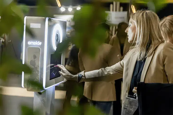 utilisatio photobooth prise photo femme seule impression écran tactile ring light anneau éclairant